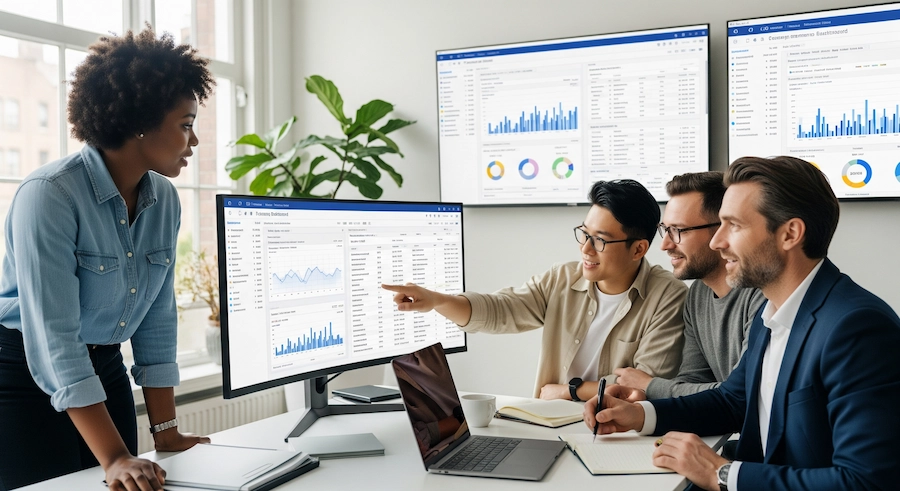 : Equipe de BPO Financeiro gerindo pagamentos e recebimentos digitais.