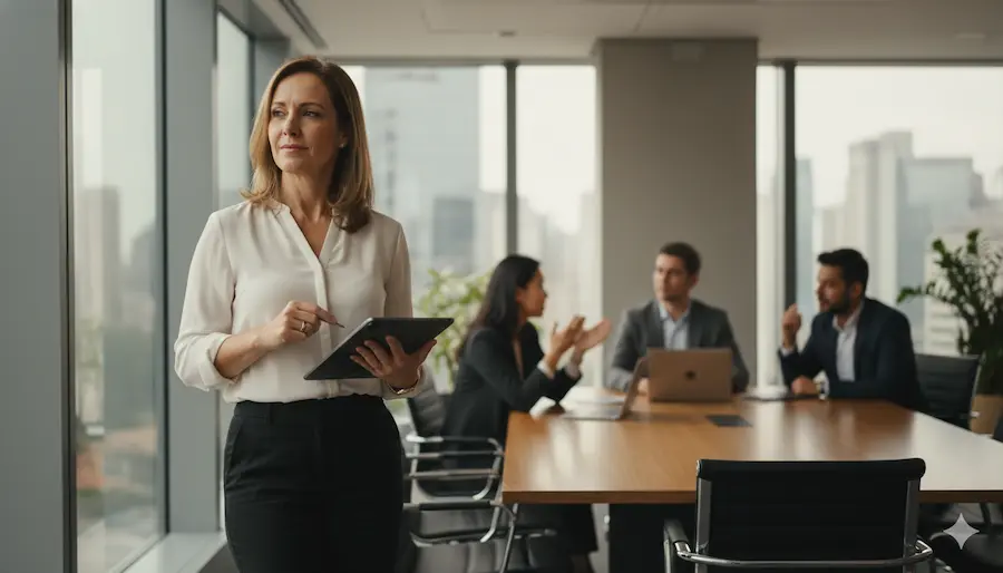 CEO com equipe de apoio financeiro terceirizado