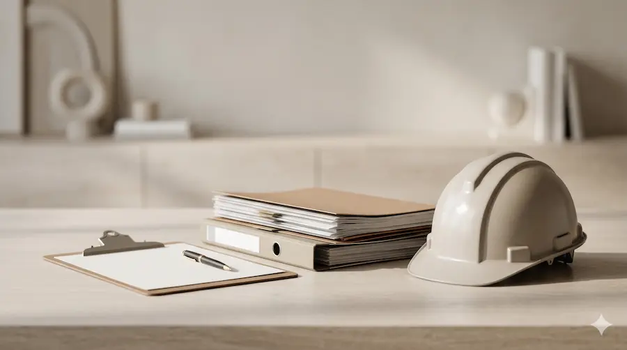 Elementos simbólicos representando integração entre DP RH e SST na gestão de riscos psicossociais